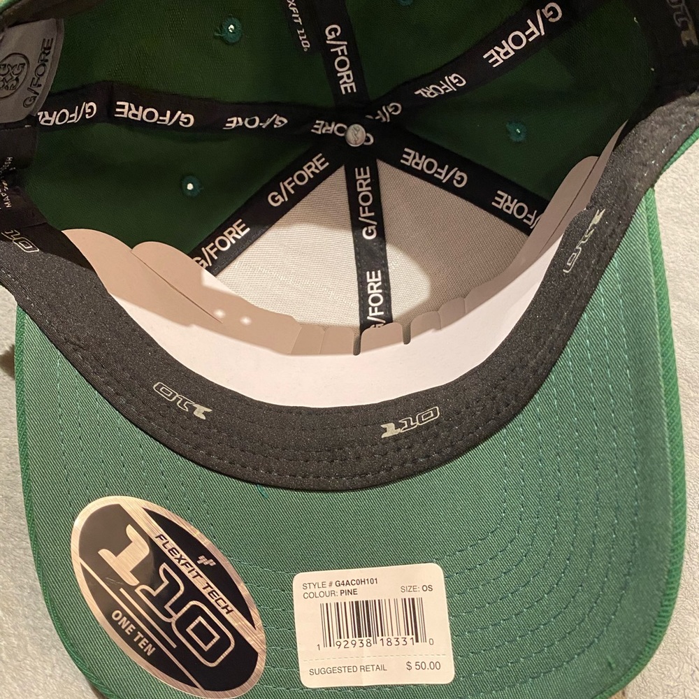 COPY - G/Fore Isleworth PAR 3 Masters green and gold adjustable unisex hat.
